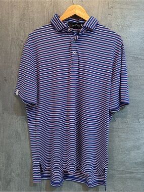 Ralph Lauren RLX blue red  and White Striped Polo Shirt
